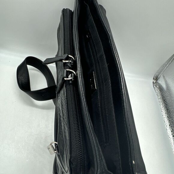Perlina Black Leather Crossbody Bag with Over Flap Close - Picture 5 of 12